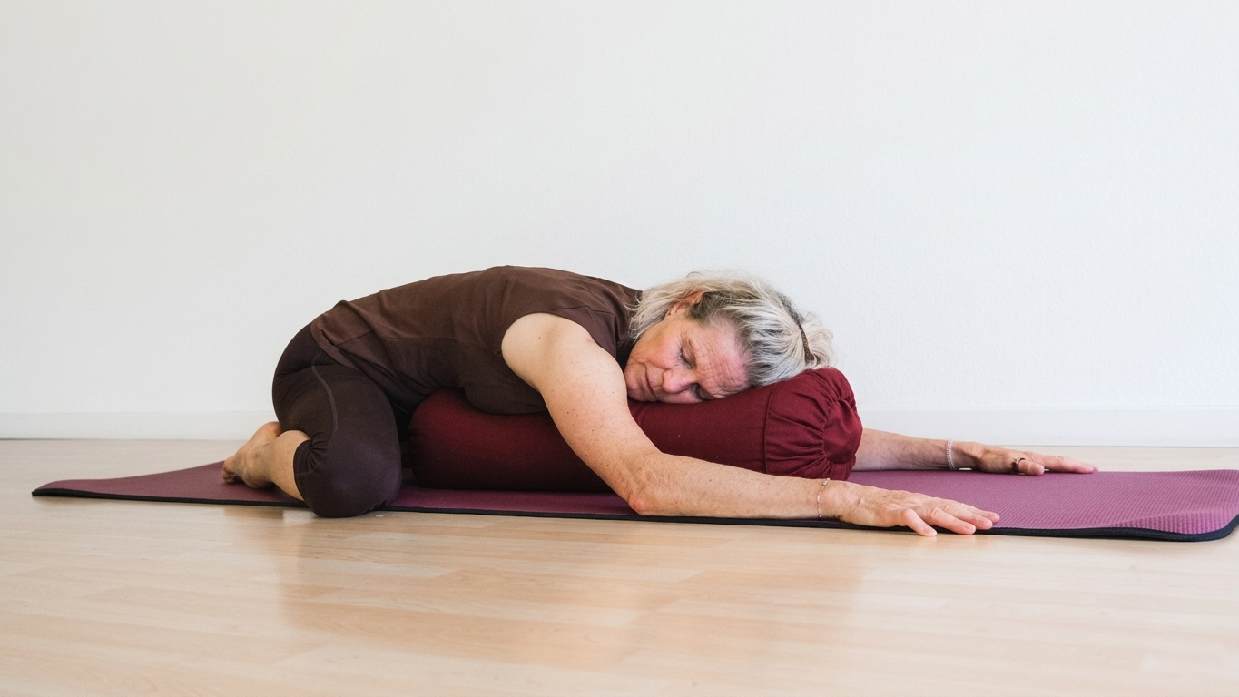 Yin Yoga · ruhende Haltung auf dem Bolster